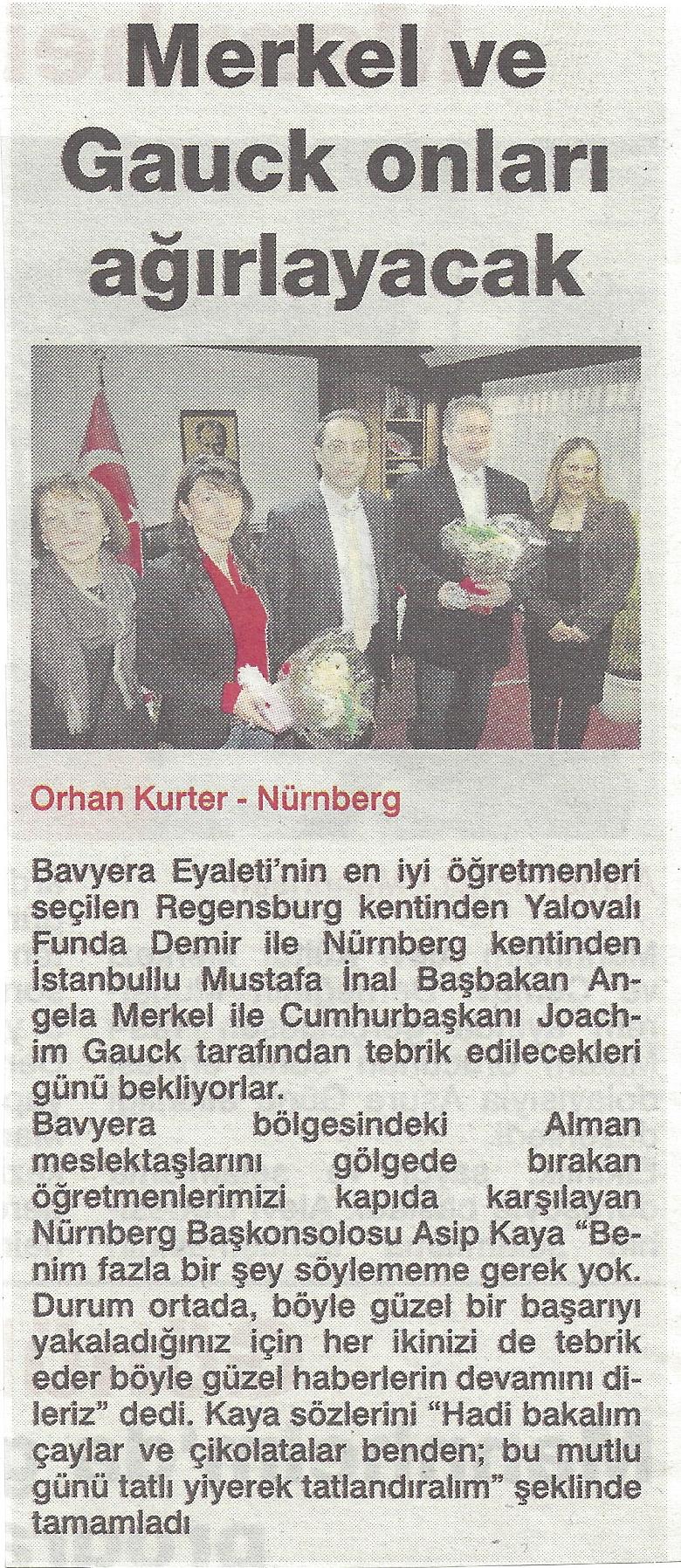 Zeitung Yeni Posta| 06.12.2013|Mustafa Inal| Lehrer mit Migrationshintergrund